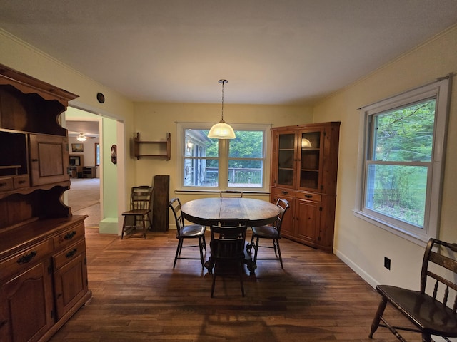 120 Roosevelt Avenue Extension, Litchfield, CT 06750 - dining room featuring dark wood finished floors, crown molding, and baseboards