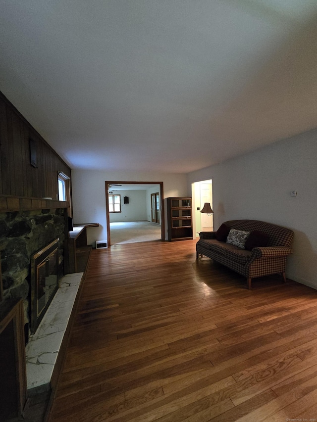 120 Roosevelt Avenue Extension, Litchfield, CT 06750 - living room featuring a stone fireplace and light wood-style floors