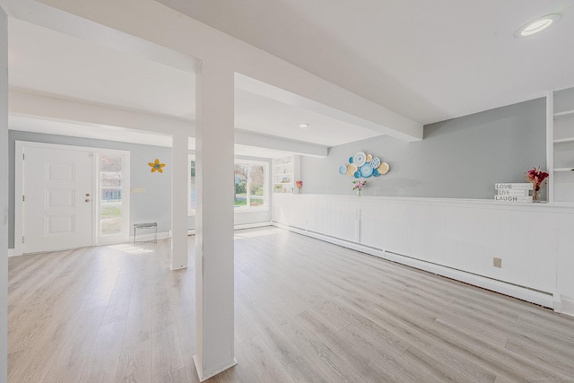 106 Lorraine Ter, Middletown, CT 06457 - interior space featuring recessed lighting, beam ceiling, wood finished floors, and a baseboard radiator