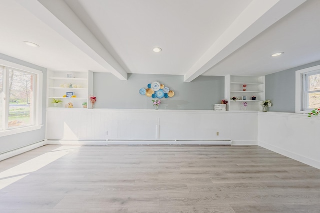 106 Lorraine Ter, Middletown, CT 06457 - unfurnished room featuring beam ceiling, recessed lighting, wood finished floors, and built in features