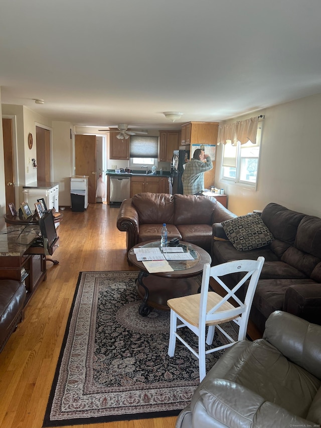 41 Hoffman Rd, Ellington, CT 06029 - living area with light wood finished floors and a ceiling fan