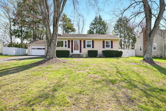 94 Maple Ridge Dr, Somers, CT 06071 - ranch-style home featuring fence, driveway, entry steps, and a garage