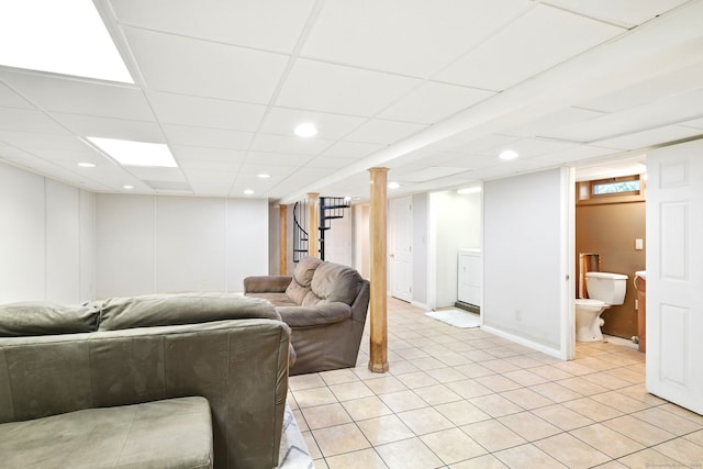 94 Maple Ridge Dr, Somers, CT 06071 - living room featuring washer / dryer and light tile patterned floors