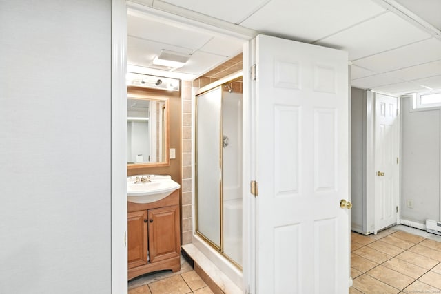 94 Maple Ridge Dr, Somers, CT 06071 - full bathroom with vanity, tile patterned flooring, and a stall shower