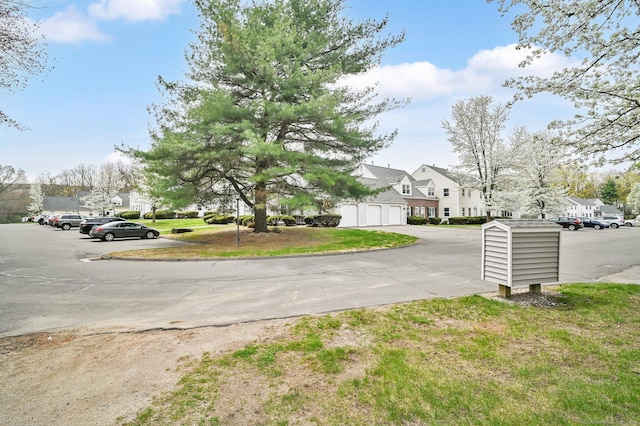 view of road with a residential view
