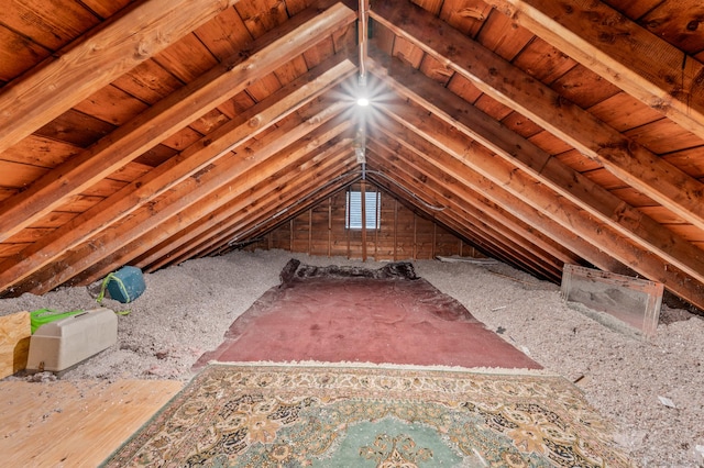 view of unfinished attic