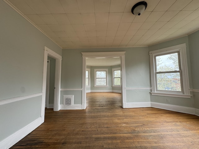 15 Eaton St, Hartford, CT 06114 - unfurnished room featuring ornamental molding, dark wood-type flooring, and baseboards