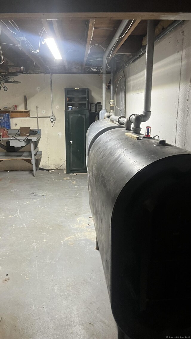 unfinished basement with heating fuel