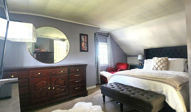 97 Waterbury Ave, Stamford, CT 06902 - bedroom featuring carpet, crown molding, vaulted ceiling, and baseboards