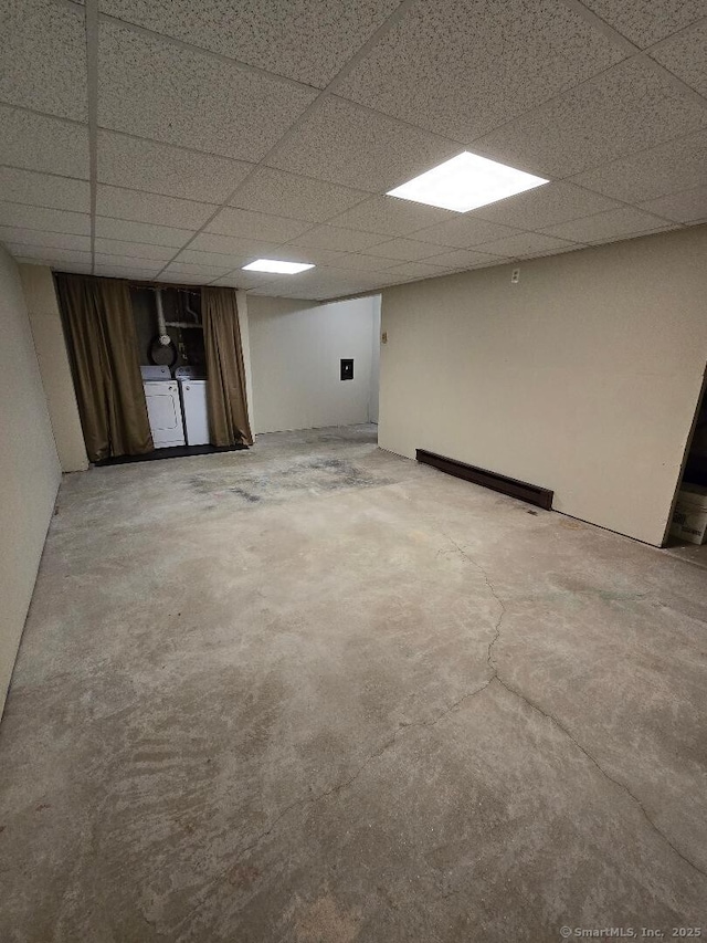 71 Arthur St Apt 2, Torrington, CT 06790 - finished basement with washing machine and clothes dryer and a paneled ceiling