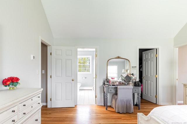 114 Cobbler Ln, Southbury, CT 06488 - bedroom with light wood-style floors, baseboards, and lofted ceiling