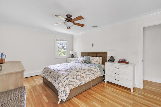 82 Village Dr, Shelton, CT 06484 - bedroom featuring visible vents, light wood finished floors, crown molding, and baseboards