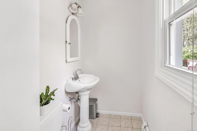 82 Village Dr, Shelton, CT 06484 - half bath with baseboards and tile patterned floors