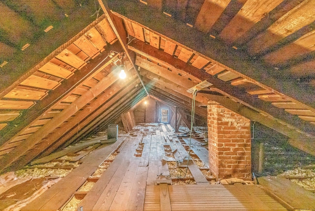 view of unfinished attic
