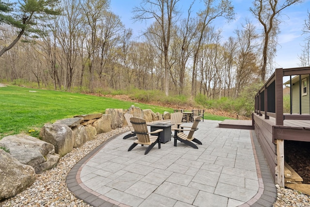 view of patio featuring a fire pit