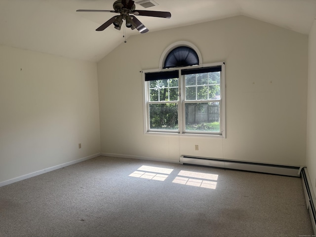14 N Washington Ave, East Lyme, CT 06357 - bonus room featuring baseboard heating, carpet floors, vaulted ceiling, and ceiling fan