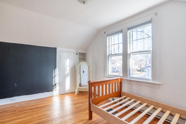 48 Jerusalem Hl, Trumbull, CT 06611 - bedroom with baseboards, light wood finished floors, and lofted ceiling