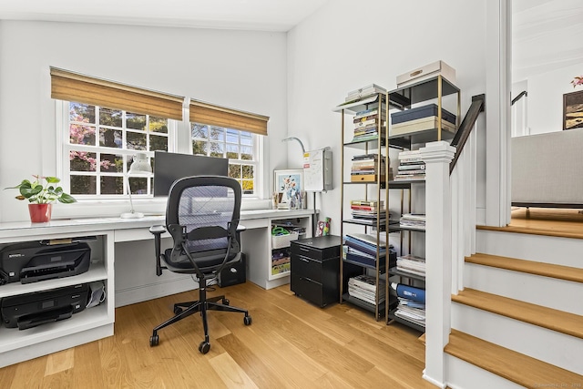 home office featuring wood finished floors