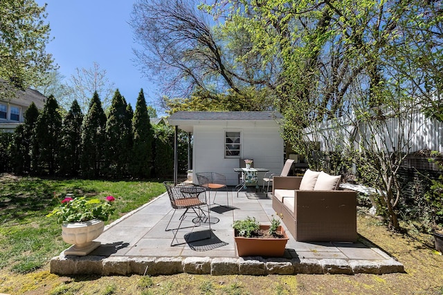 view of patio / terrace featuring an outdoor living space