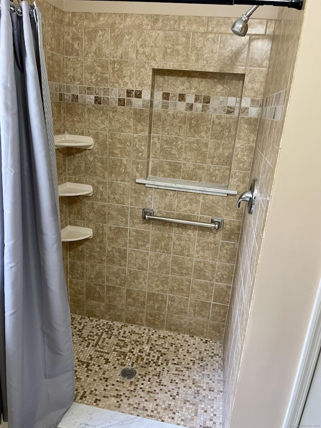 bathroom with a shower stall