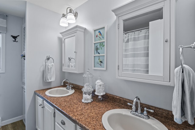 bathroom with double vanity and a sink