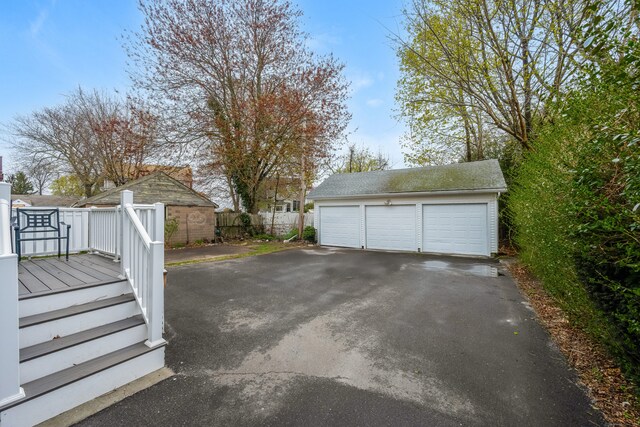 view of detached garage