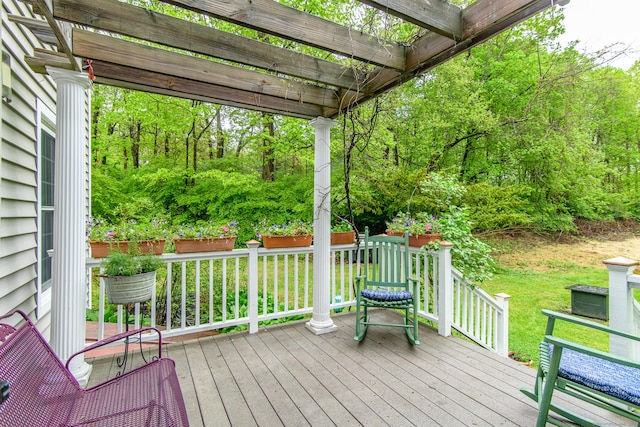 104 Pulpit Rock Rd, Woodstock, CT 06281 - wooden deck featuring a yard and a pergola