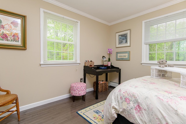 104 Pulpit Rock Rd, Woodstock, CT 06281 - bedroom with a baseboard radiator, crown molding, and wood finished floors