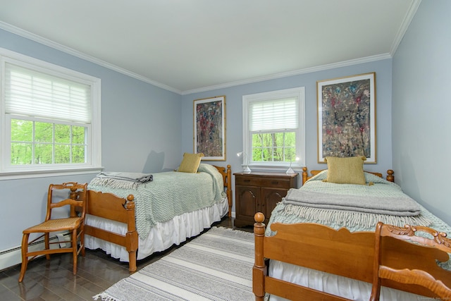 104 Pulpit Rock Rd, Woodstock, CT 06281 - bedroom with ornamental molding and dark wood-style floors