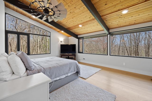 187 Sherbrook Dr, Goshen, CT 06756 - bedroom with wooden ceiling, wood finished floors, multiple windows, and baseboards