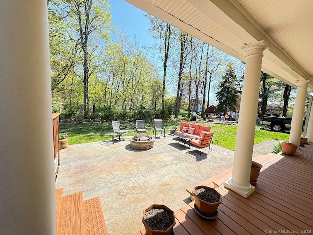 598 Nichols Ave, Stratford, CT 06614 - view of patio featuring an outdoor living space with a fire pit