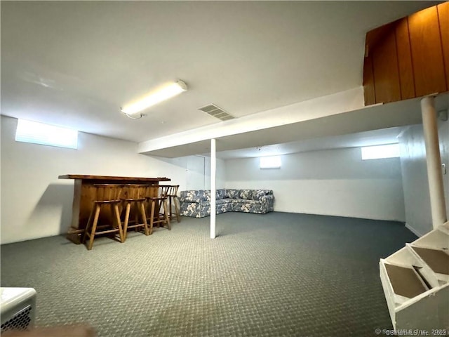 35 Marjorie Dr, North Branford, CT 06471 - below grade area featuring plenty of natural light, visible vents, carpet floors, and a dry bar