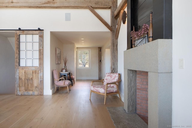 sitting room with wood finished floors