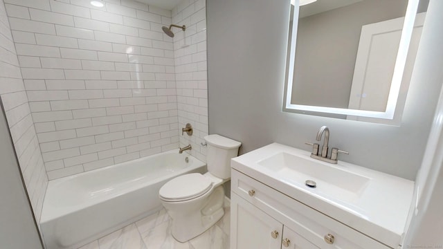 8 Batt St, Middletown, CT 06457 - full bath with toilet, shower / tub combination, marble finish floor, and vanity