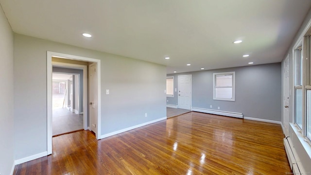 8 Batt St, Middletown, CT 06457 - interior space with baseboard heating, recessed lighting, wood finished floors, and baseboards
