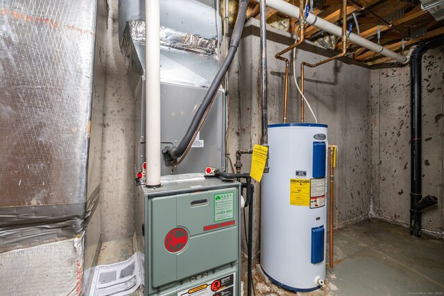 utility room featuring electric water heater