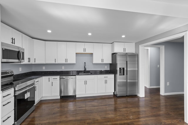 28 Shortwoods Rd, New Fairfield, CT 06812 - kitchen featuring recessed lighting, white cabinetry, stainless steel appliances, and a sink