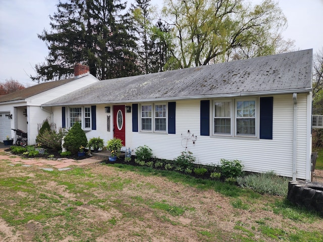 219 Forest St, East Hartford, CT 06118 - ranch-style house featuring a garage and a chimney