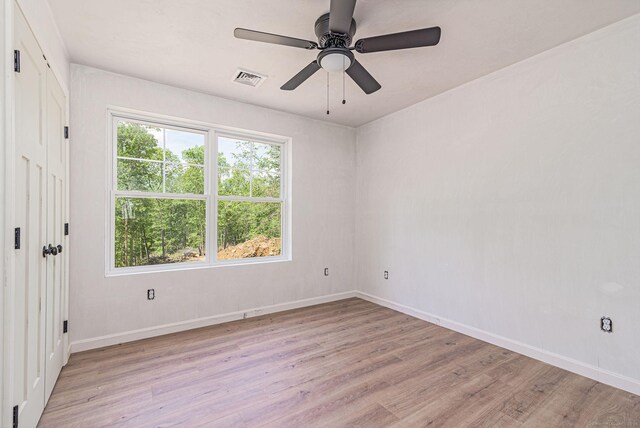 180 Tripp Hollow Rd, Brooklyn, CT 06234 - empty room with light wood-style flooring, baseboards, and ceiling fan