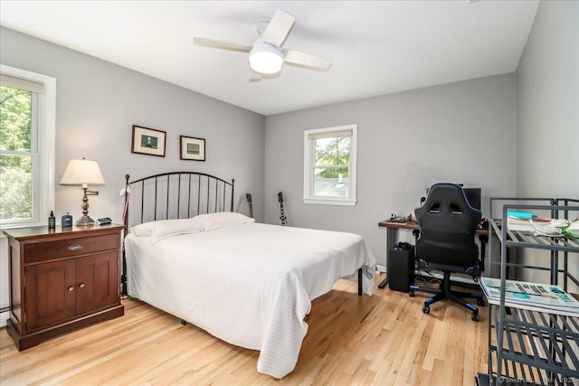 12 Winding Brook Ln, Redding, CT 06896 - bedroom featuring multiple windows, light wood-style floors, and a ceiling fan