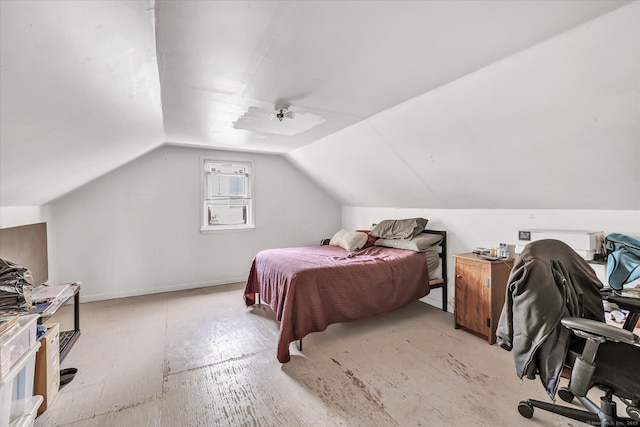 bedroom with vaulted ceiling