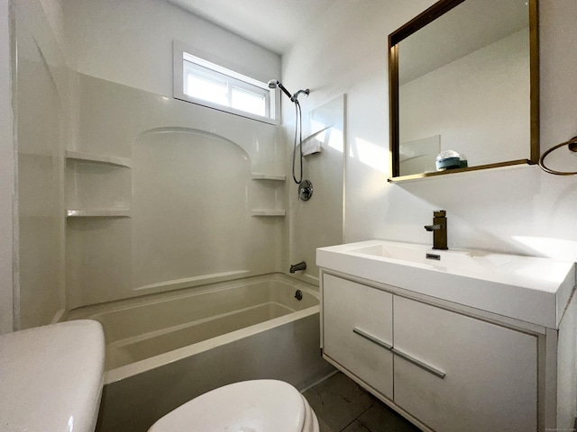 65 Beach St, Bridgeport, CT 06608 - bathroom with tile patterned flooring, shower / bathtub combination, toilet, and vanity