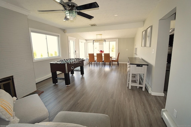 12 W Point Rd, East Hampton, CT 06424 - playroom with baseboards, ceiling fan, dark wood-style flooring, and visible vents