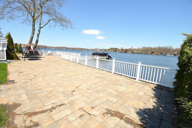12 W Point Rd, East Hampton, CT 06424 - view of patio with a water view and fence