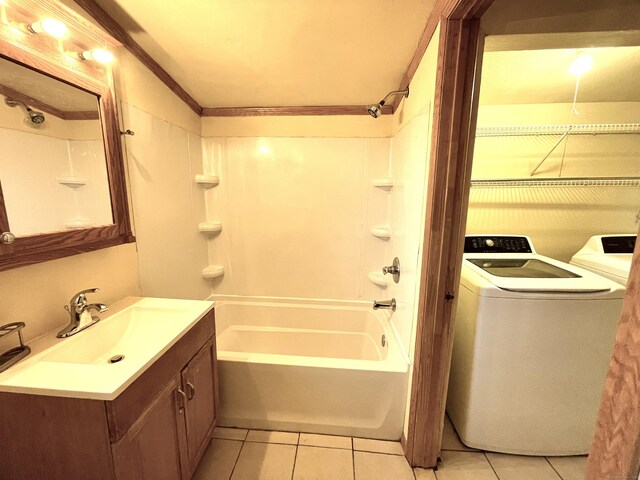 6 Stirling Ct, Middletown, CT 06457 - full bathroom featuring tile patterned floors, independent washer and dryer, vanity, and shower / tub combination