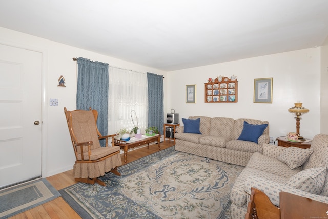 living area with wood finished floors