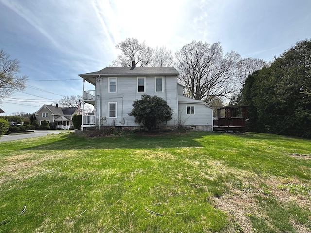 30 Merrimac St, Watertown, CT 06779 - back of property with a yard and a balcony