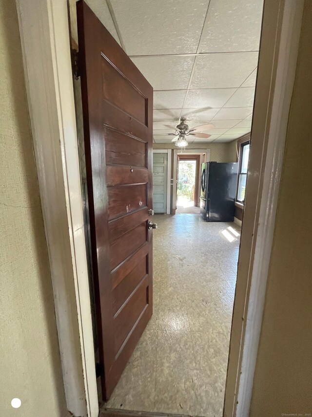 408 Blohm St, West Haven, CT 06516 - hall featuring tile patterned floors and a paneled ceiling