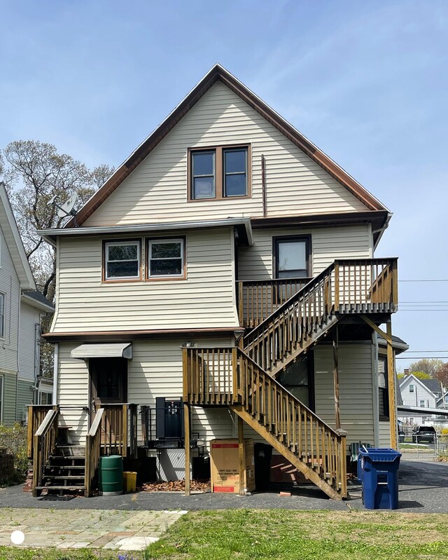 408 Blohm St, West Haven, CT 06516 - back of house featuring a wooden deck and stairs