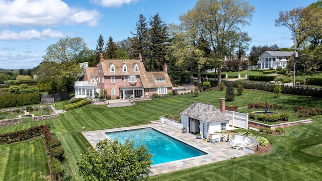 828 Sasco Hill Rd, Fairfield, CT 06824 - outdoor pool with an outdoor structure, a patio area, and an exterior structure